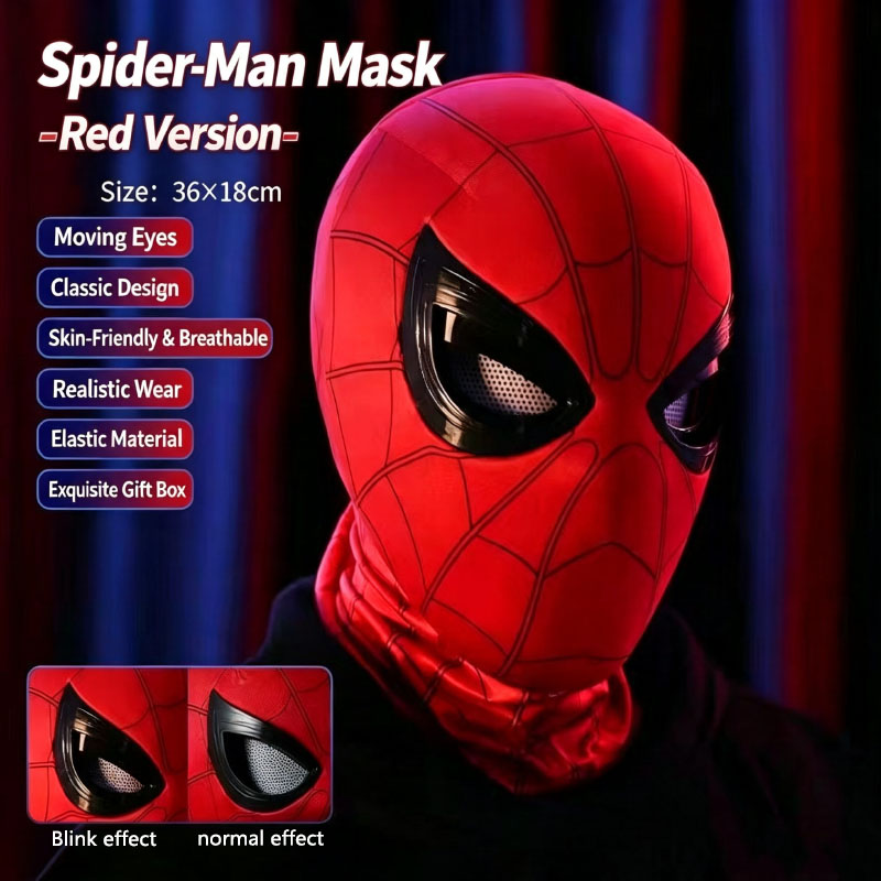 Cosplay Prop Display - Máscara de Spider-Man con Ojos Móviles,